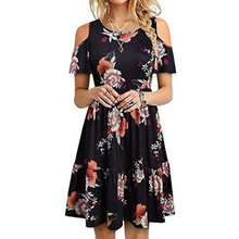 Laden Sie das Bild in den Galerie-Viewer, Modisches kurzärmliges schulterfreies Kleid