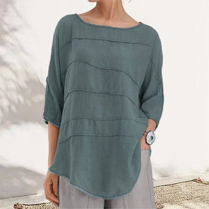 Gestreiftes lässiges T-Shirt mit Dolmanärmeln