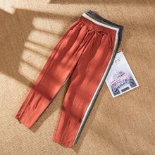 Laden Sie das Bild in den Galerie-Viewer, Damen Freizeithose aus Baumwolle und Leinen mit elastischer Taille