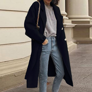 Langer Lässiger Mantel mit Revers für Damen