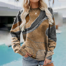 Laden Sie das Bild in den Galerie-Viewer, Lockeres langarm-Sweatshirt mit Rundhalsausschnitt und geometrischem Aufdruck