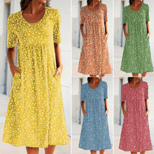 Laden Sie das Bild in den Galerie-Viewer, Blumen-Strandkleid mit Rundhalsausschnitt