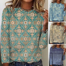 Laden Sie das Bild in den Galerie-Viewer, Langärmliges Bedrucktes T-Shirt für Damen