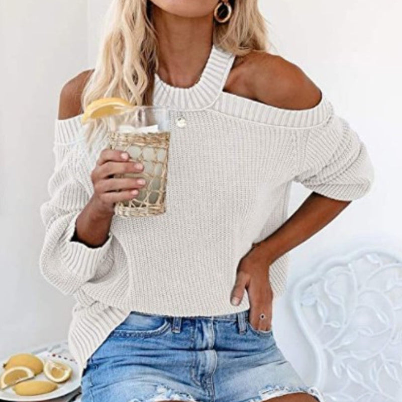Sexy Schulterfreier Pullover mit Offenem Rücken