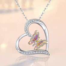Laden Sie das Bild in den Galerie-Viewer, Damen Herz Schmetterling Diamant Halskette