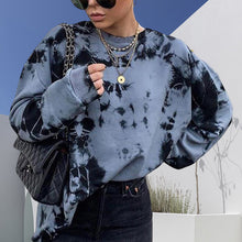 Laden Sie das Bild in den Galerie-Viewer, Loses Sweatshirt mit rundem Halsausschnitt für Damen im Tie-Dye-Stil