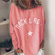 Laden Sie das Bild in den Galerie-Viewer, Damen-Sweatshirt mit Sterndruck und Rundhalsausschnitt