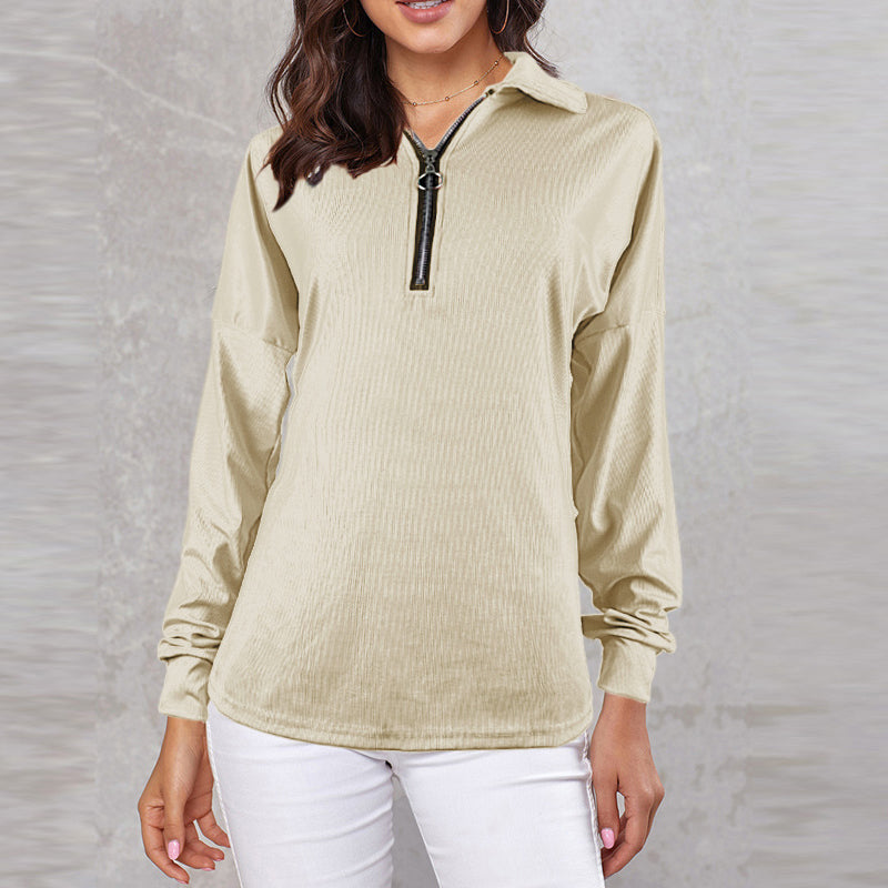 T-Shirt mit Revers und Reißverschluss