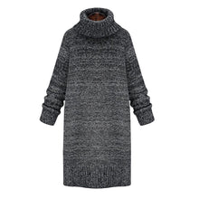 Laden Sie das Bild in den Galerie-Viewer, Mittellanges Strickkleid mit Rollkragen