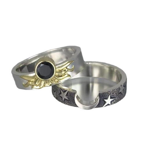 Paar Stern und Mond Ring