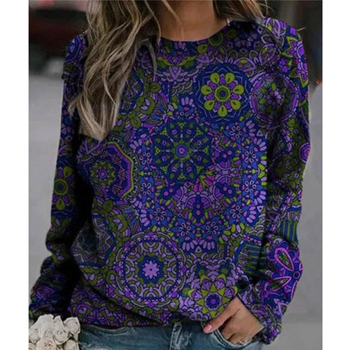 Bedrucktes Langarm-Sweatshirt mit Rundhalsausschnitt