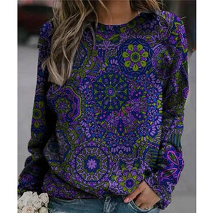 Bedrucktes Langarm-Sweatshirt mit Rundhalsausschnitt