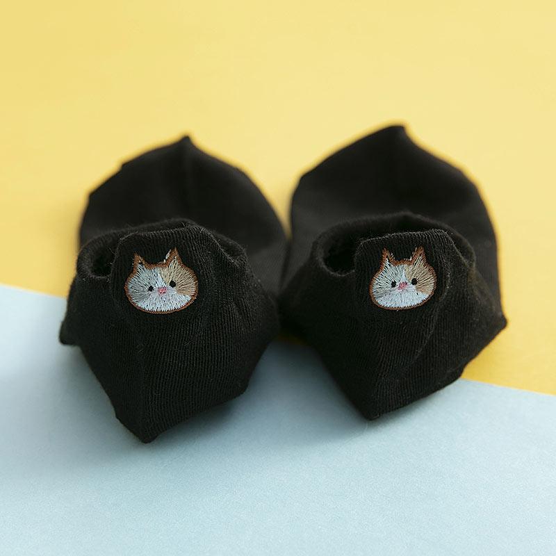 Damen Socken mit Katzenstickerei