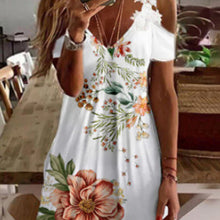 Laden Sie das Bild in den Galerie-Viewer, Kurzärmliges, knielanges A-Linien-Resort-Kleid