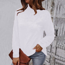 Laden Sie das Bild in den Galerie-Viewer, Einfarbiger Langärmliger Plüsch-Rollkragenpullover für Damen