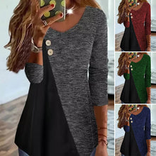 Laden Sie das Bild in den Galerie-Viewer, Langärmliges Kontrastierendes T-Shirt mit V-Ausschnitt