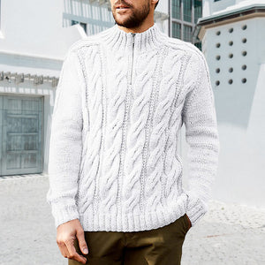 Einfarbiger Pullover mit Reißverschluss für Herren