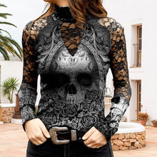 Laden Sie das Bild in den Galerie-Viewer, Bedrucktes T-Shirt mit Totenkopfmuster