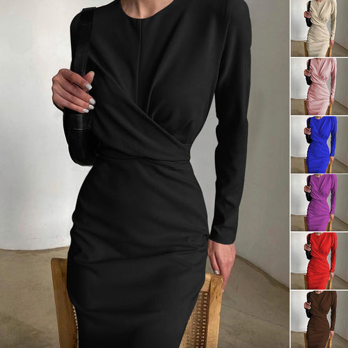 Französisches Retro-Taillen-Schlankheits-Hüftkleid in Wickeloptik