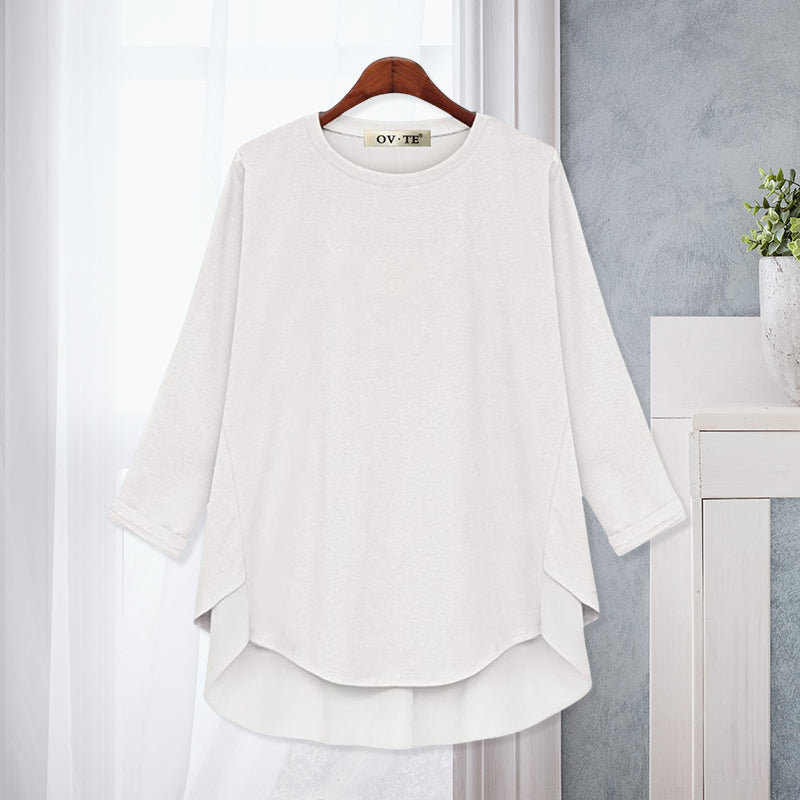 T-Shirt mit Rundhalsausschnitt und unregelmäßigem Saum