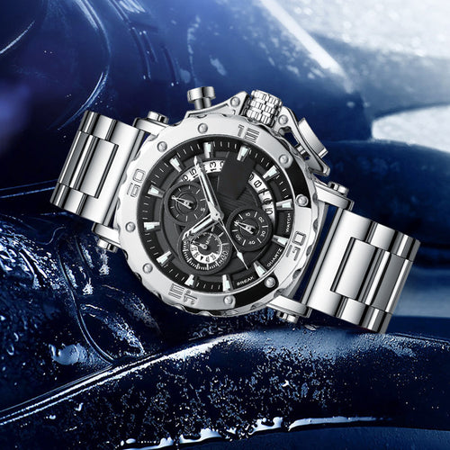 Leuchtende Quarzuhr für Herren