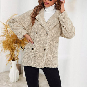 Damen Sherpa Jacke Leger Revers Fleece