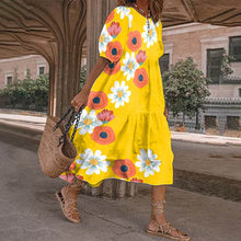 Laden Sie das Bild in den Galerie-Viewer, Lässig bedrucktes Patchworkkleid