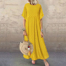 Laden Sie das Bild in den Galerie-Viewer, Halbärmeliges Gepunktetes Kleid mit Rundhalsausschnitt