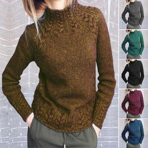 Damen Einfarbiger, strukturierter Pullover