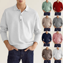 Laden Sie das Bild in den Galerie-Viewer, Lässiges Herren-Poloshirt mit V-Ausschnitt und langen Ärmeln