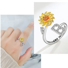 Laden Sie das Bild in den Galerie-Viewer, Tochter/Enkelin verstellbarer Sonnenblumen-Alphabet-Ring