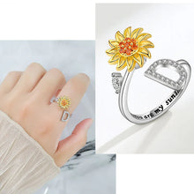 Laden Sie das Bild in den Galerie-Viewer, Tochter/Enkelin verstellbarer Sonnenblumen-Alphabet-Ring
