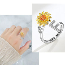 Laden Sie das Bild in den Galerie-Viewer, Tochter/Enkelin verstellbarer Sonnenblumen-Alphabet-Ring