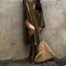 Laden Sie das Bild in den Galerie-Viewer, Einfarbiges Lockeres Urlaubskleid