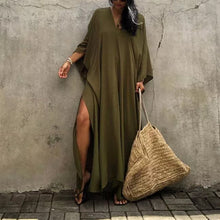 Laden Sie das Bild in den Galerie-Viewer, Einfarbiges Lockeres Urlaubskleid
