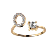 Laden Sie das Bild in den Galerie-Viewer, A-Z Buchstabe Gold Metall Einstellbarer Ring