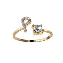 Laden Sie das Bild in den Galerie-Viewer, A-Z Buchstabe Gold Metall Einstellbarer Ring