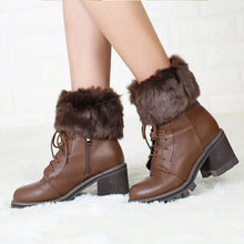 Laden Sie das Bild in den Galerie-Viewer, Damen Warme Stiefelüberzüge mit Pelzbesatz