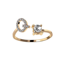 Laden Sie das Bild in den Galerie-Viewer, A-Z Buchstabe Gold Metall Einstellbarer Ring