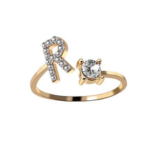 Laden Sie das Bild in den Galerie-Viewer, A-Z Buchstabe Gold Metall Einstellbarer Ring
