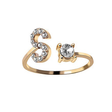Laden Sie das Bild in den Galerie-Viewer, A-Z Buchstabe Gold Metall Einstellbarer Ring