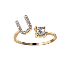 Laden Sie das Bild in den Galerie-Viewer, A-Z Buchstabe Gold Metall Einstellbarer Ring