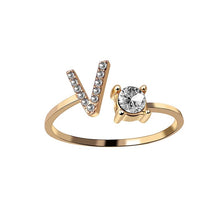 Laden Sie das Bild in den Galerie-Viewer, A-Z Buchstabe Gold Metall Einstellbarer Ring