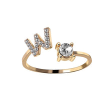 Laden Sie das Bild in den Galerie-Viewer, A-Z Buchstabe Gold Metall Einstellbarer Ring