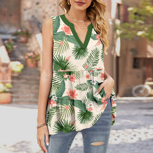 Laden Sie das Bild in den Galerie-Viewer, Lockeres ärmelloses bedrucktes T-Shirt mit V-Ausschnitt