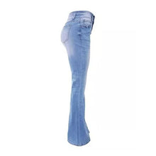 Laden Sie das Bild in den Galerie-Viewer, Damen Schlagjeans mit mehreren Knöpfen