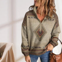 Laden Sie das Bild in den Galerie-Viewer, Lässiges T-Shirt mit geometrischem Pferdedruck Ethno-Stil