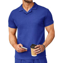 Laden Sie das Bild in den Galerie-Viewer, 2023 Neues Sommer-Poloshirt mit Waffelmuster und V-Ausschnitt