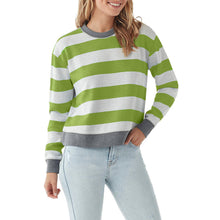 Laden Sie das Bild in den Galerie-Viewer, Gestreiftes Langarm-Sweatshirt mit Rundhalsausschnitt