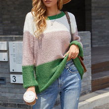 Laden Sie das Bild in den Galerie-Viewer, Gestreifter Panel-Kontrast-Strickpullover